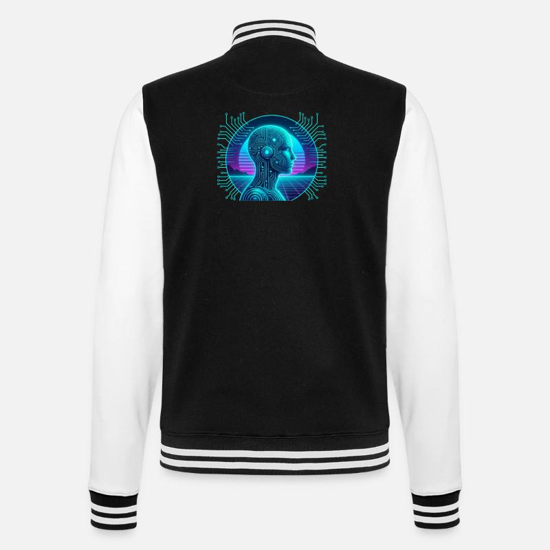 Artificial Intelligence Cyberpunk Neon Circuit - College Sweat Jacket - black/white