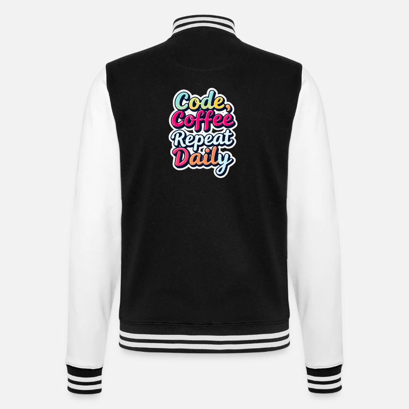 Code Schlaf Debug Wiederholungsprogramm Shirt - College-Sweatjacke - Schwarz/Weiß