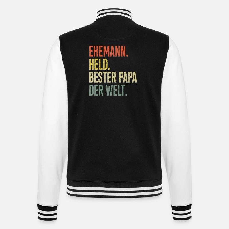 Held Papa Bester Ehemann - College-Sweatjacke - Schwarz/Weiß