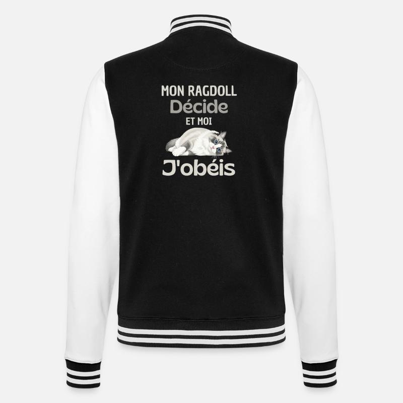 Mon Ragdoll Décide, Moi J’obéis - Veste Teddy - noir/blanc