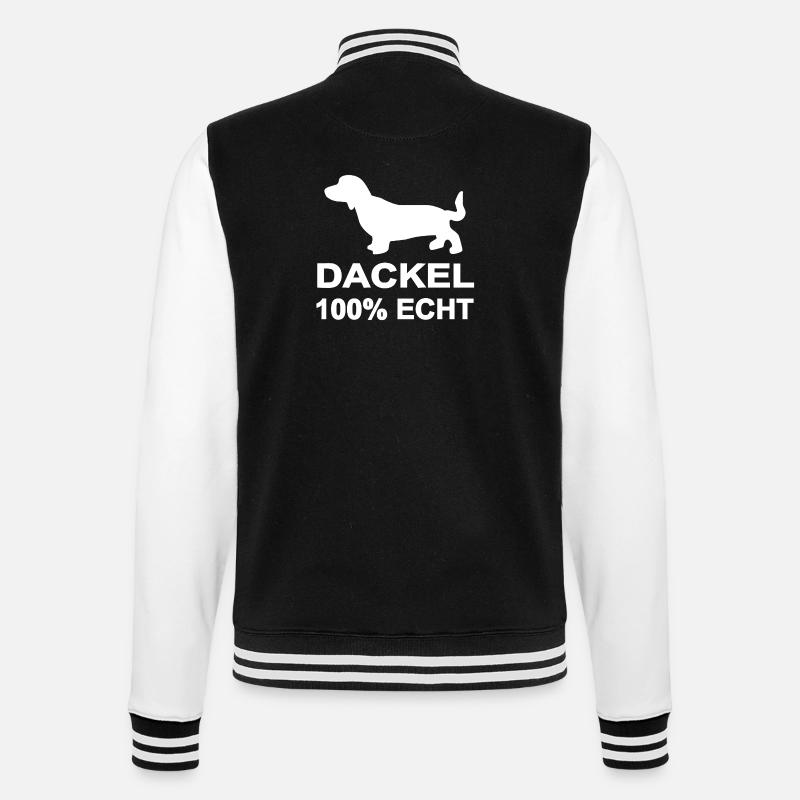 Dackel - College-Sweatjacke - Schwarz/Weiß