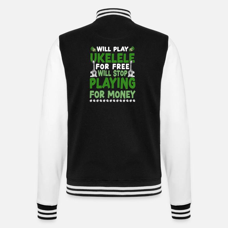 Hawaiian Ukulele Uke Will Play - College Sweat Jacket - black/white