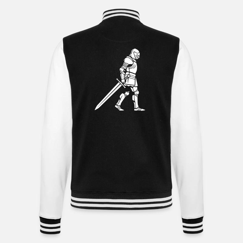 Ritter Rüstung Detailliert Mittelalter - College-Sweatjacke - Schwarz/Weiß
