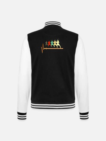Samurai Heartbeat Warrior Bushido Silhouette - College Sweat Jacket - black/white