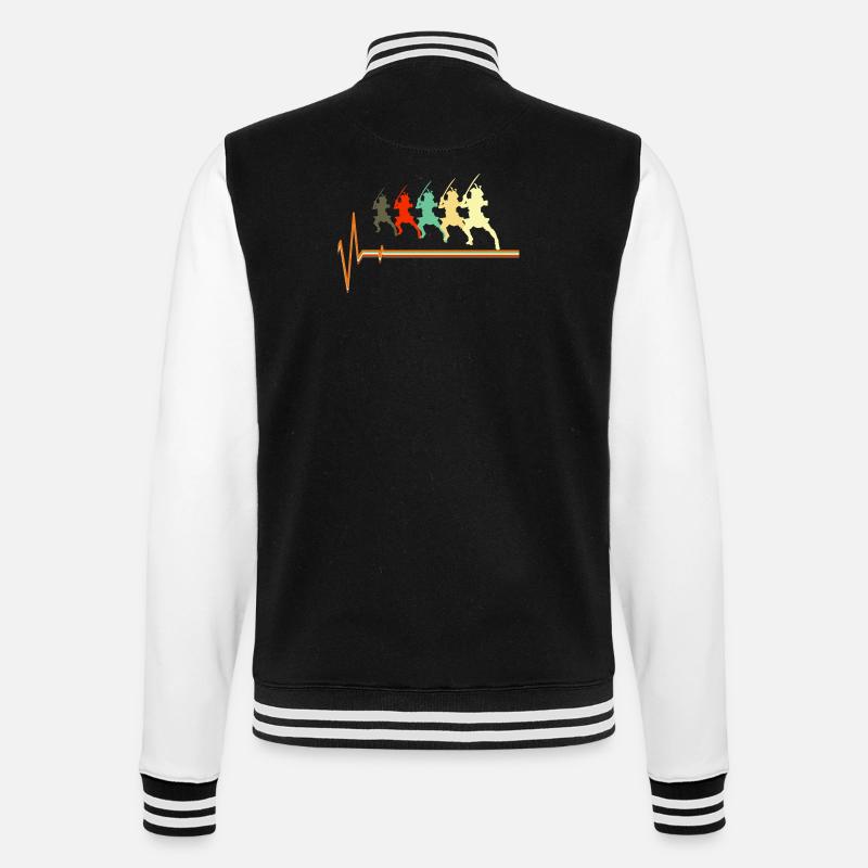 Samurai-Herzschlag-Krieger Bushido-Silhouette - College-Sweatjacke - Schwarz/Weiß