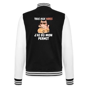 Tous aux abris chat j’ai eu mon permis - Veste Teddy - noir/blanc - Dos - Marisol (170cm)