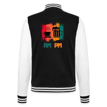 Funny Sarcasm AM PM Adult Humor Coffee Lover - College Sweat Jacket - black/white - Back - Marisol (170cm)