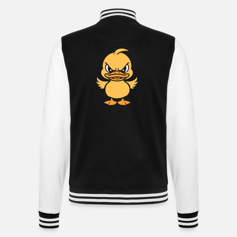 Yellow graphic grumpy duckling - College Sweat Jacket - black/white