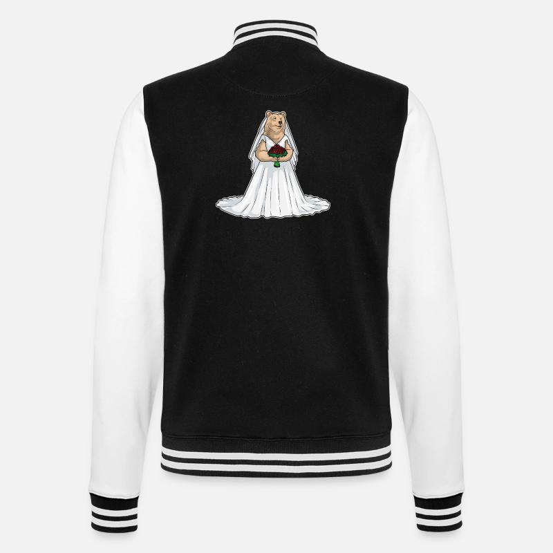 Bear Bridal Rose Wedding - College Sweat Jacket - black/white