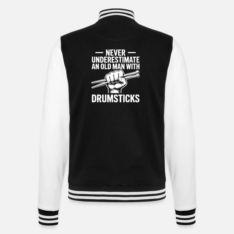 Drummer Spruch Lustiges Schlagzeuger Geschenk - College-Sweatjacke - Schwarz/Weiß