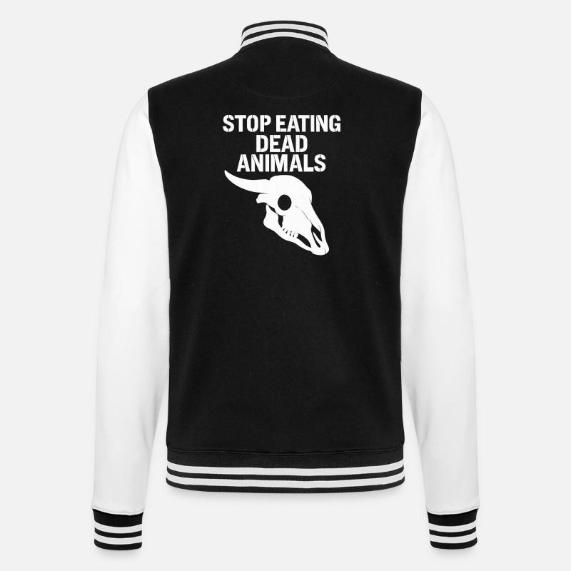 Stop Eating Dead Animals Skull - College Sweat Jacket - black/white
