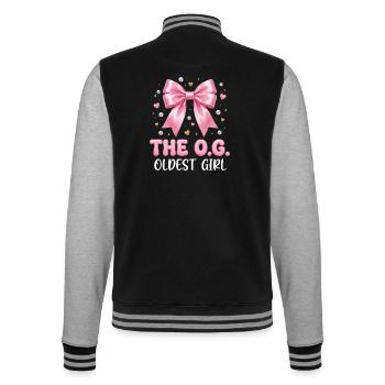 La fille la plus âgée : design familial de nœud rose - Veste Teddy - noir/gris chiné - Dos - Marisol (170cm)