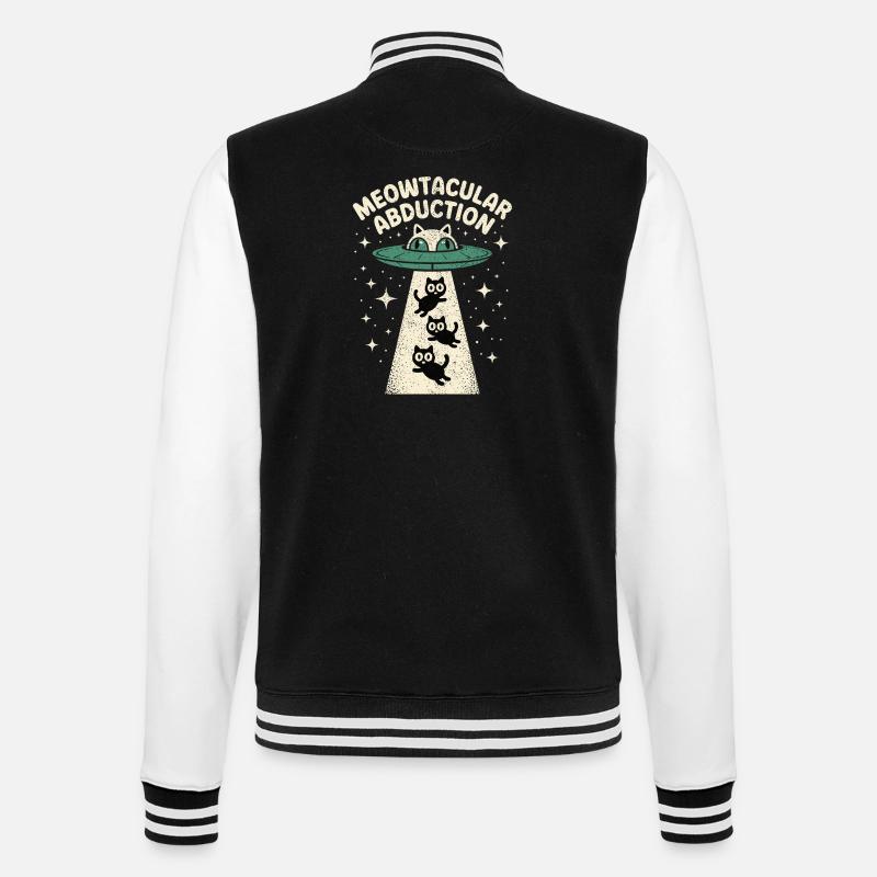 Funny Cat Alien Abduction - College Sweat Jacket - black/white