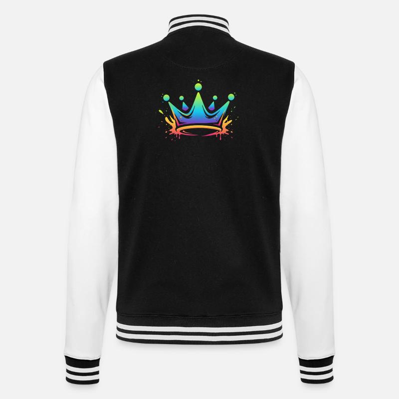 Rainbow Crowns Splash - College Sweat Jacket - black/white