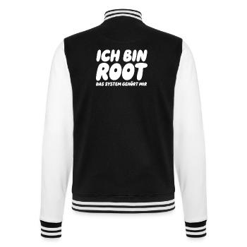 Ich bin Root – Das System gehört mir - College-Sweatjacke - Schwarz/Weiß - Hinten - Marisol (170cm)