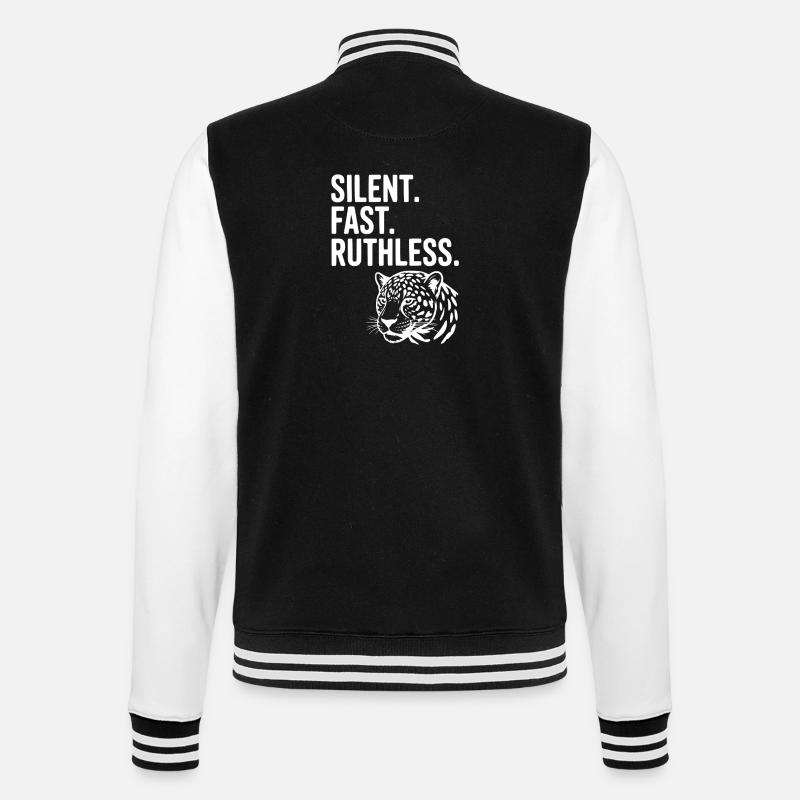 Silent. Fast. Ruthless. - College Sweat Jacket - black/white