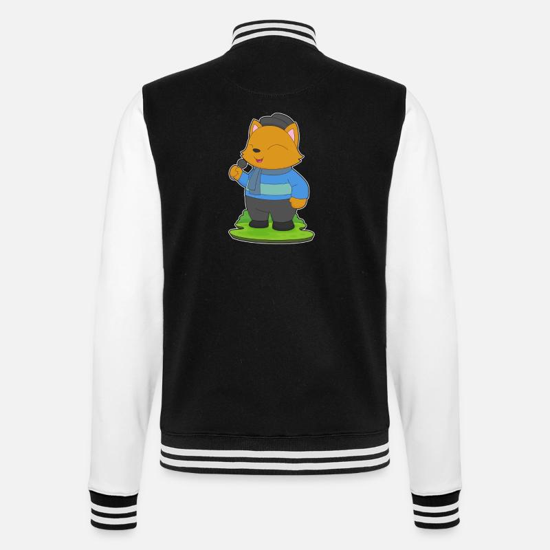 Cat Singer Microphone Singing - College Sweat Jacket - black/white