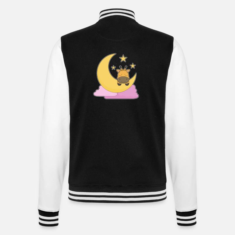 Giraffe Mond - College-Sweatjacke - Schwarz/Weiß