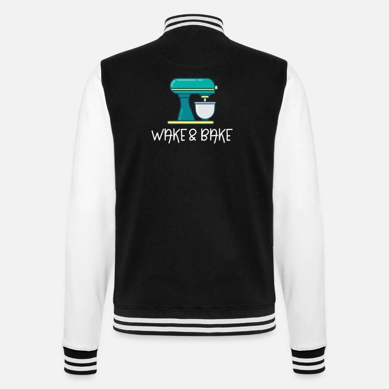 Aufwachen und Backen - College-Sweatjacke - Schwarz/Weiß