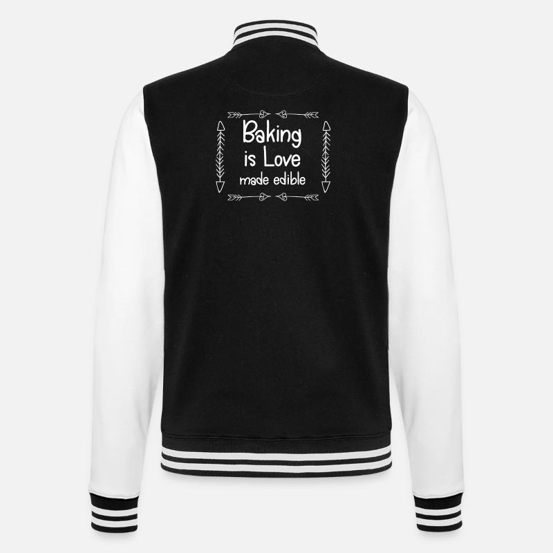 Backen ist essbare Liebe - College-Sweatjacke - Schwarz/Weiß
