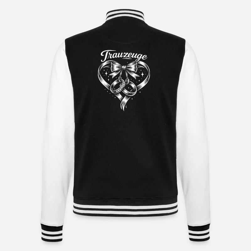 Herz Schleife Ringe Trauzeichen - College-Sweatjacke - Schwarz/Weiß