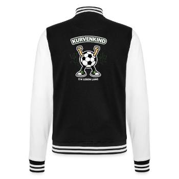 Kurvenkind – Ein Leben lang | Fußball Fan Shirt - College-Sweatjacke - Schwarz/Weiß - Hinten - Marisol (170cm)