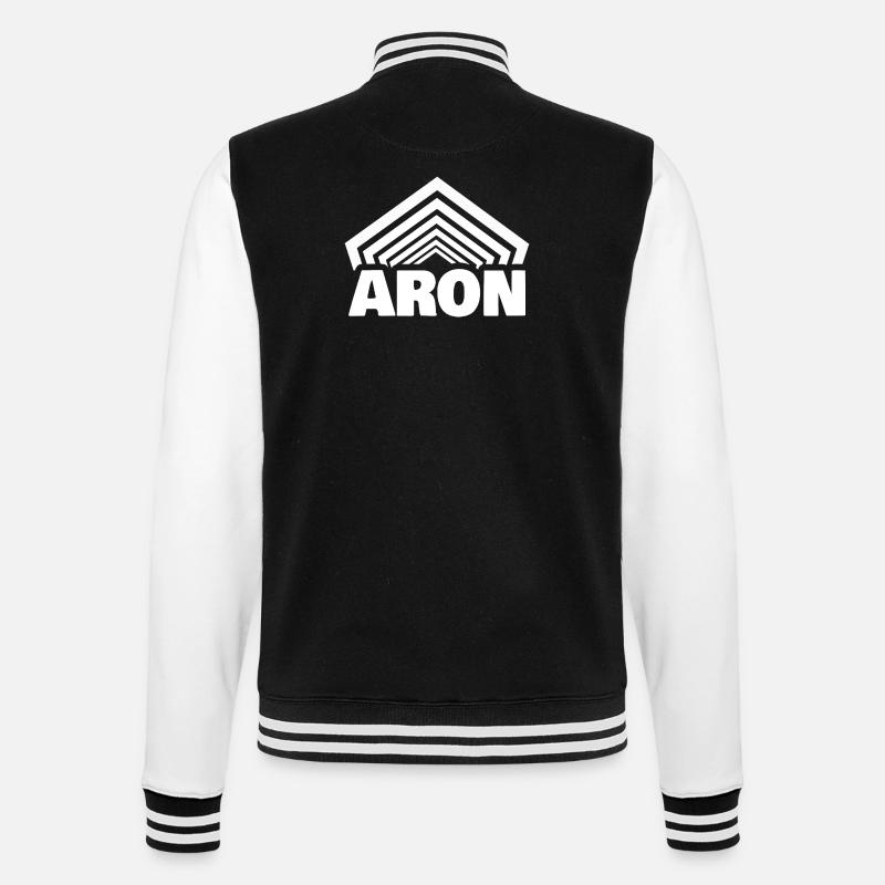 First name Aron - College Sweat Jacket - black/white