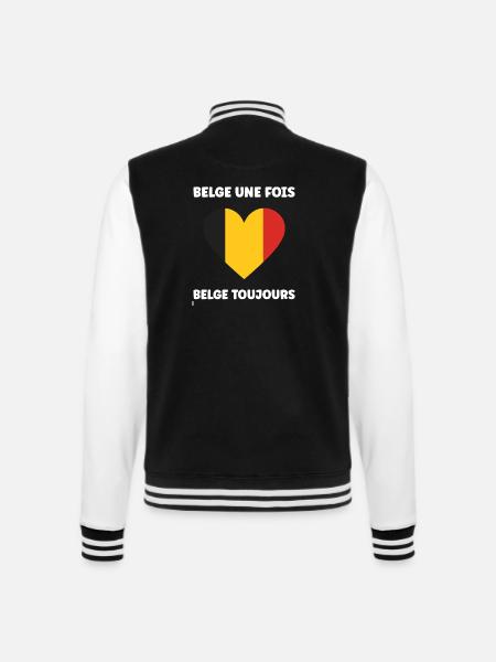 Belgische Herz-Trikolore - College-Sweatjacke - Schwarz/Weiß