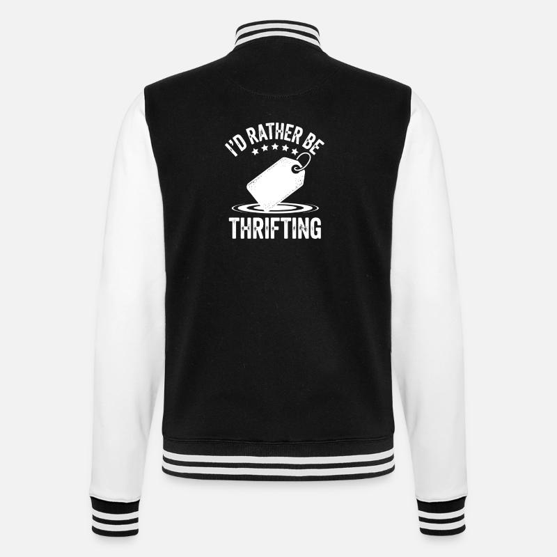 Ich würde lieber im Secondhand-Geschäft sein - College-Sweatjacke - Schwarz/Weiß
