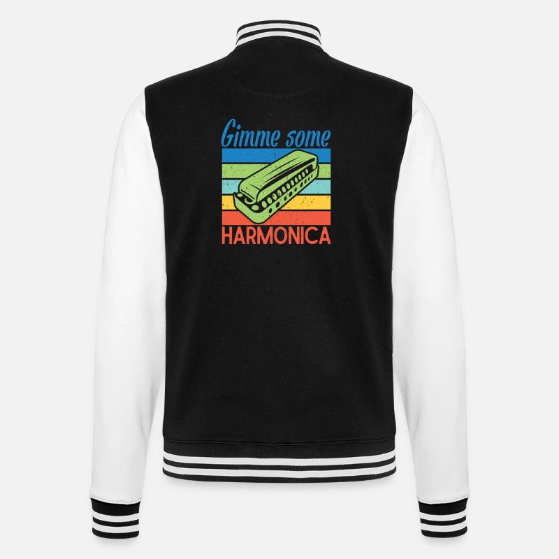 Funny Harmonica Player Gimme Some Harmonica - College-Sweatjacke - Schwarz/Weiß