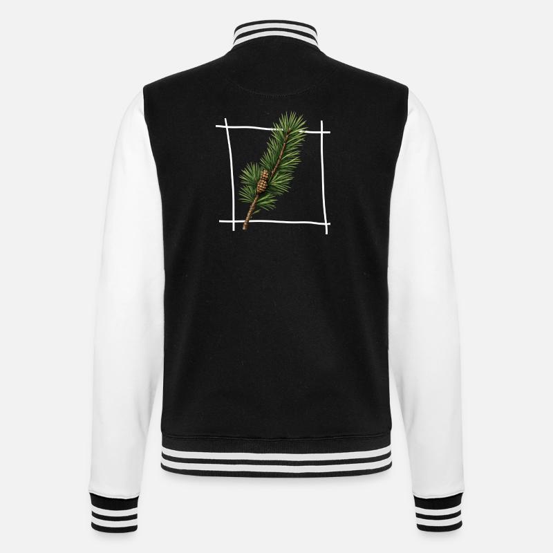 Pine Branch Minimal Frame - College Sweat Jacket - black/white