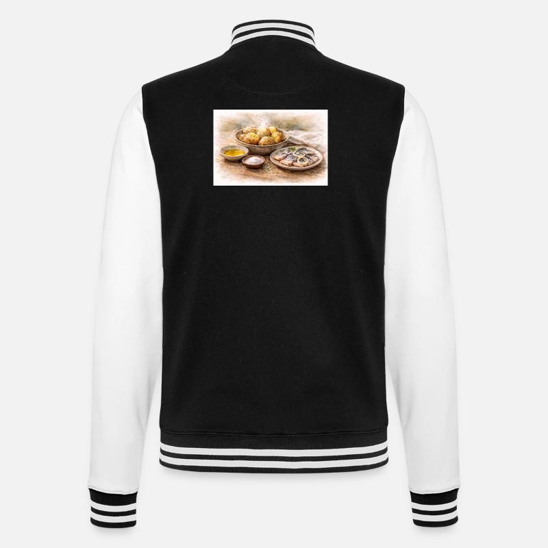 Jacket potatoes with herring Ukrainian - College Sweat Jacket - black/white