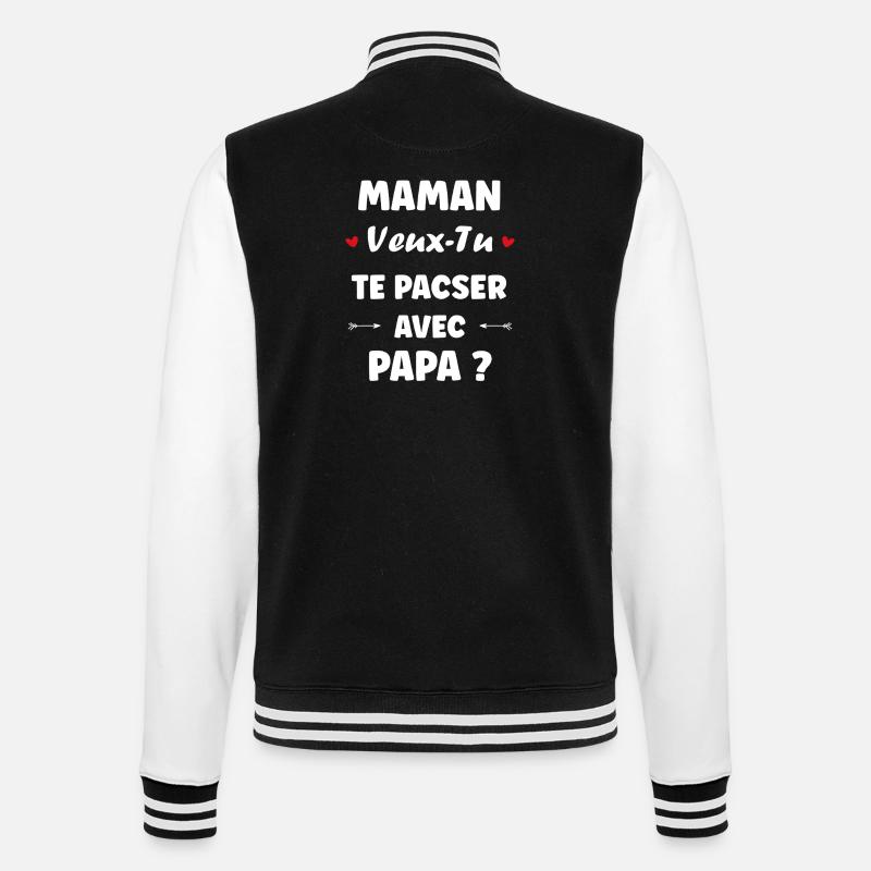 Maman Te Pacser Avec Papa - Veste Teddy - noir/blanc