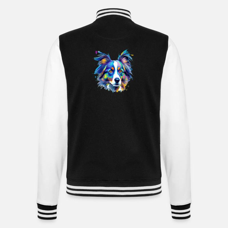 Australian Shepherd Aussie Buntes Hundeporträt - College-Sweatjacke - Schwarz/Weiß