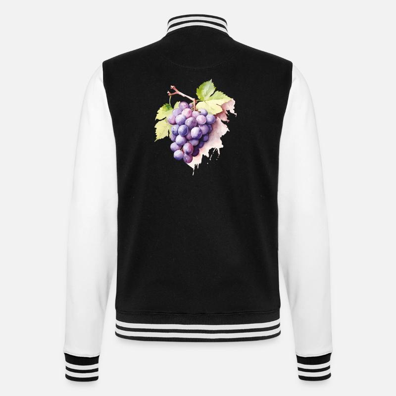 Grappe d’aquarelle de raisins - Veste Teddy - noir/blanc