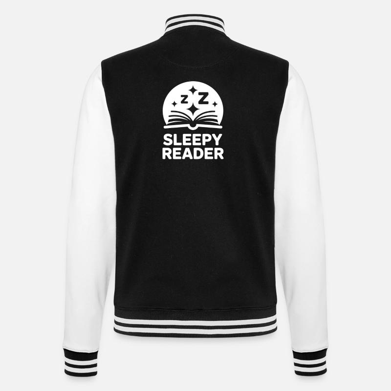 Sleepy Reader Reading - College Sweat Jacket - black/white