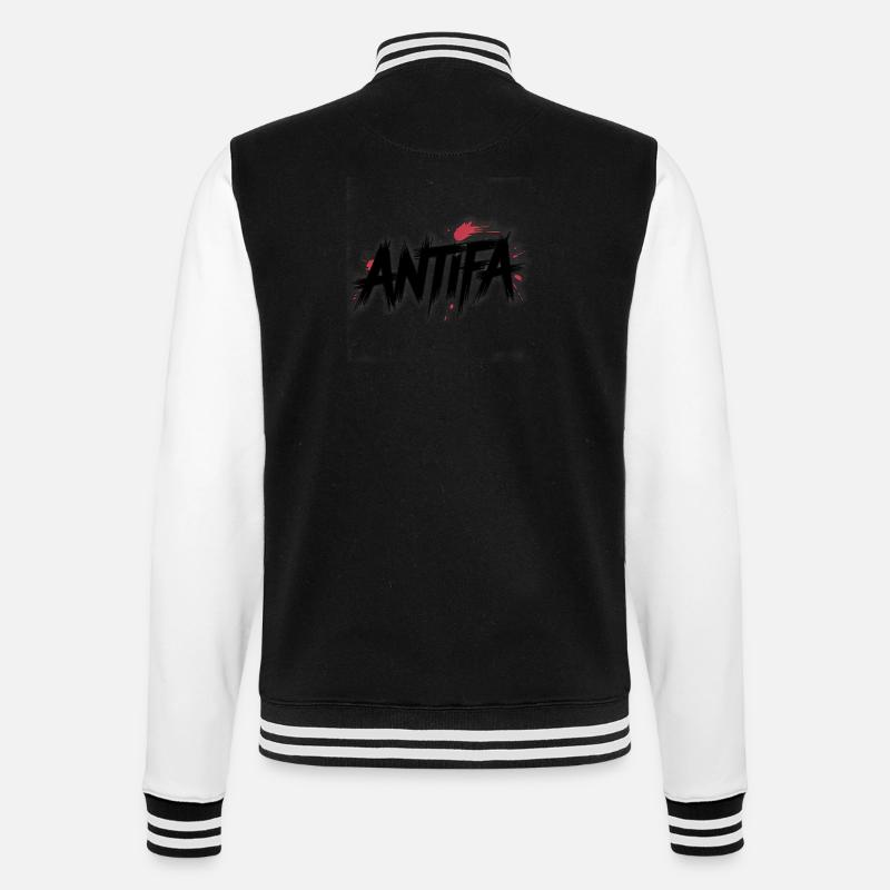 Antifa – Antifaschistisches Merch - College-Sweatjacke - Schwarz/Weiß