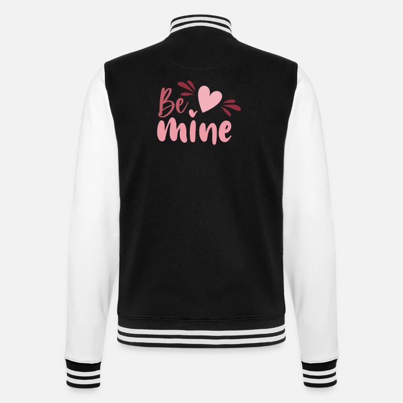 Be Mine Heart Script - Veste Teddy - noir/blanc