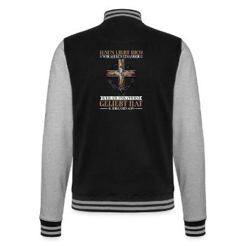 Jésus t’aime Citation chrétienne Étude biblique - Veste Teddy - noir/gris chiné - Dos - Marisol (170cm)