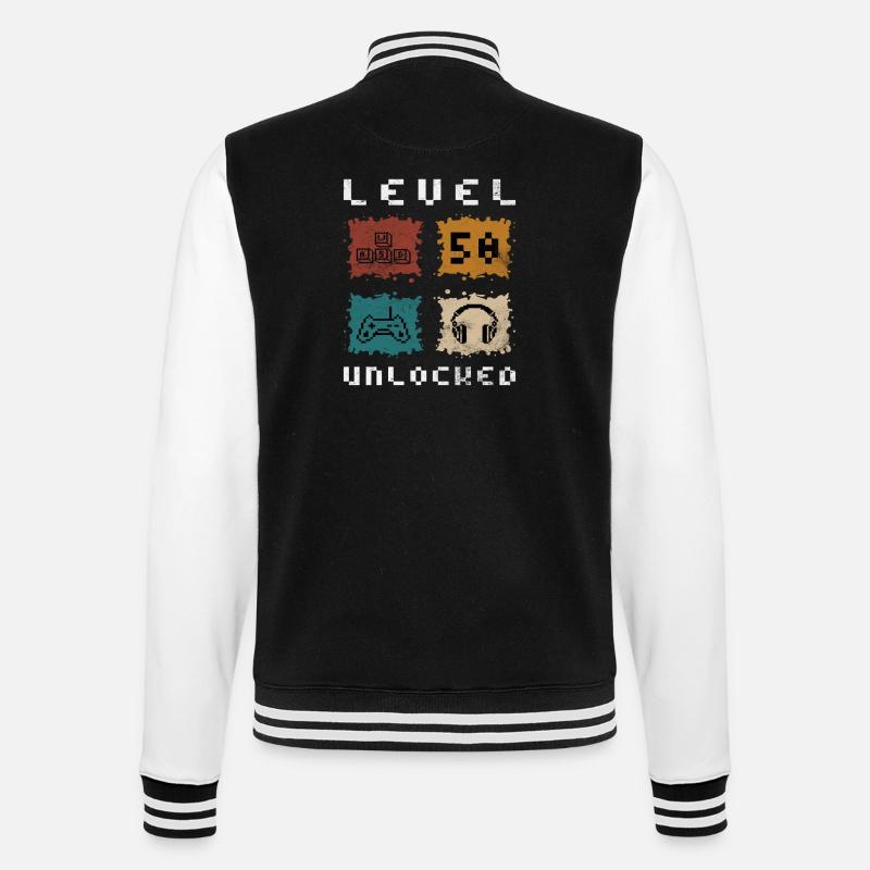 Level 50 freigeschaltet - College-Sweatjacke - Schwarz/Weiß