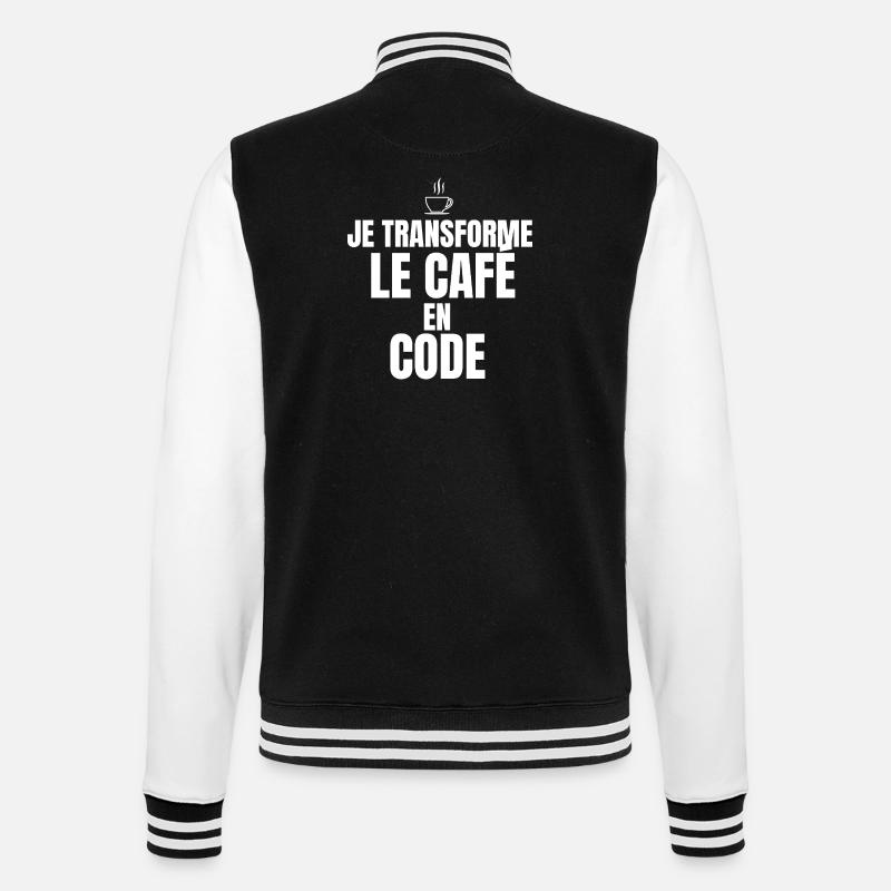 I turn coffee into code - College Sweat Jacket - black/white