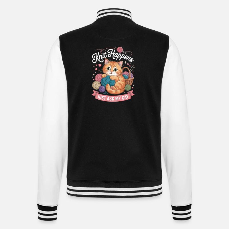 Kitten Knitting Magic Yarn Love - College Sweat Jacket - black/white