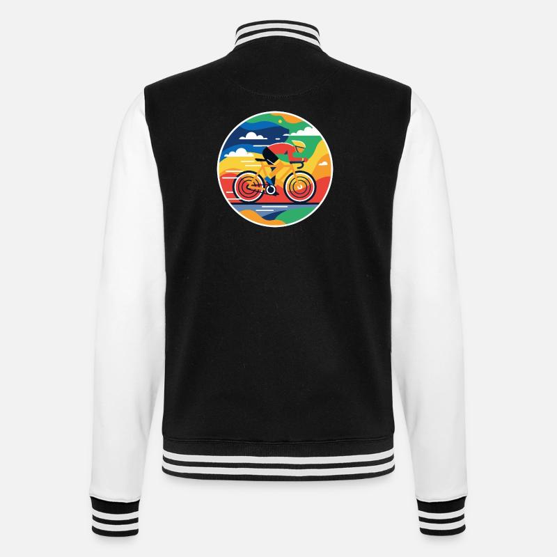 Bunter Radfahrer Rundbild - College-Sweatjacke - Schwarz/Weiß