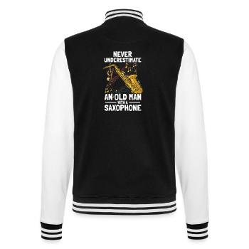 Old man with a Saxophon Saxophonspieler - College-Sweatjacke - Schwarz/Weiß - Hinten - Marisol (170cm)
