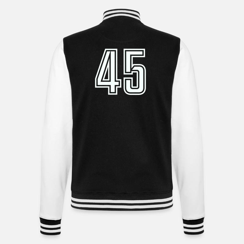 45 - College-Sweatjacke - Schwarz/Weiß
