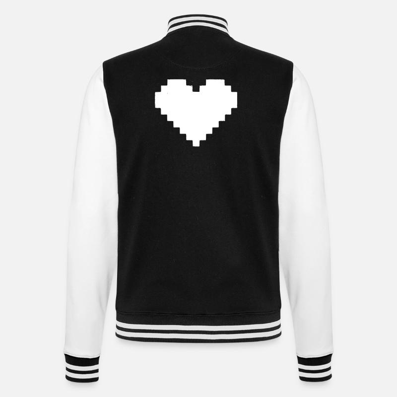 Pixel Herz 8-Bit Leben - College-Sweatjacke - Schwarz/Weiß
