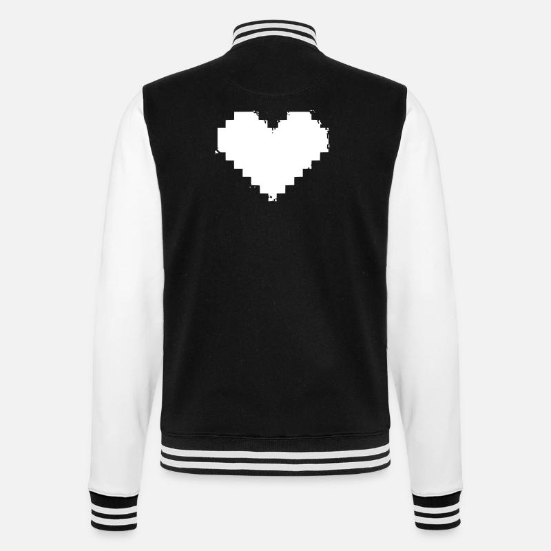 Pixel Heart Grunge Effect - College Sweat Jacket - black/white