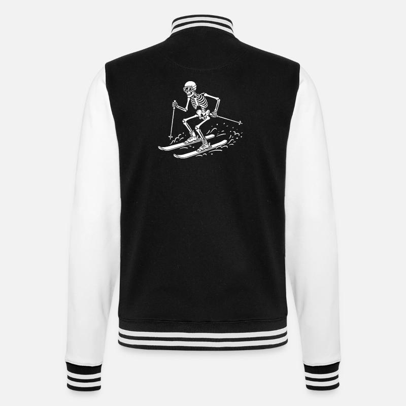 Skelettskifahrer auf Schneewellen - College-Sweatjacke - Schwarz/Weiß