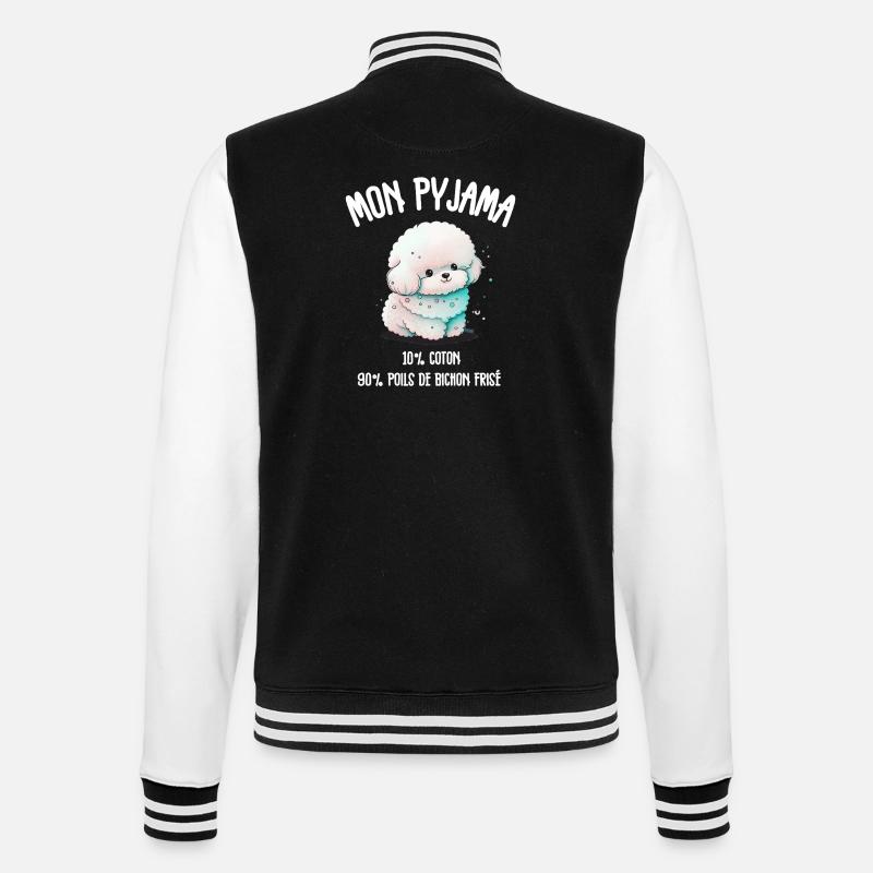 Pyjama Drôle Chien Bichon - Veste Teddy - noir/blanc