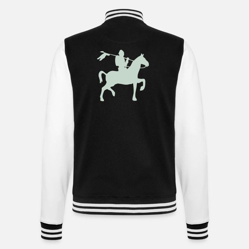 Ritter Krieger auf ein Pferd - College-Sweatjacke - Schwarz/Weiß
